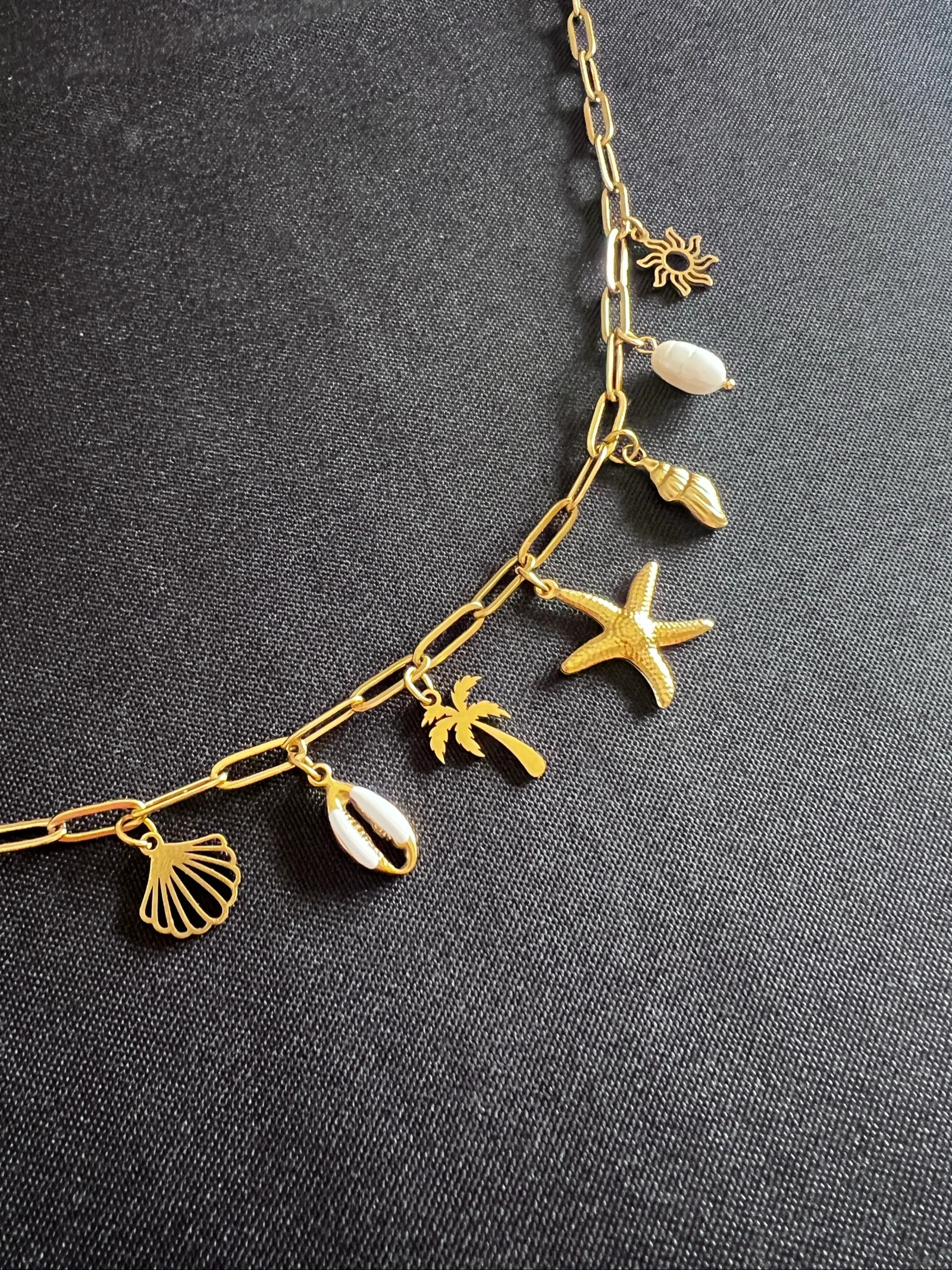 Collier bijoux breloque/charms doré acier inoxydable